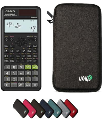 Casio fx-85ES Plus 2nd Edition inkl. WYNGS Schutztasche Dunkelgrau - Wissenschaftlicher Taschenrechner - Basic Set