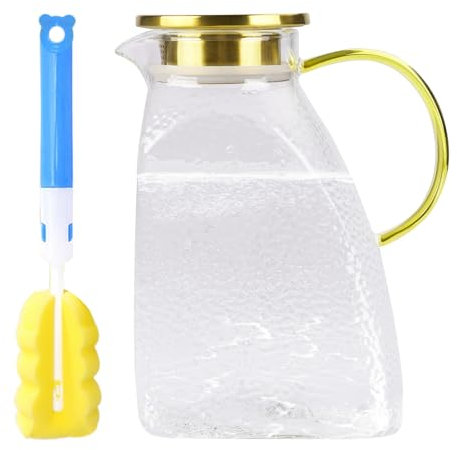 Glaskaraffe Mit Deckel, Karaffe, Wasserkaraffe 1.8 Liter Hitzebeständiges Glas, Für Hausgemachte Kaltgetränke Heißgetränke, Säfte Kaffee und Milch