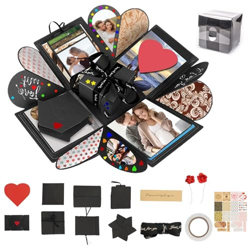 TESSTSY Überraschungsbox, Explosionsbox Bastelset für Geburtstag, Hochzeit, Jahrestag und Christmas - DIY Geschenkbox