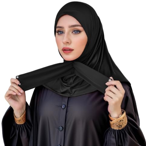 Hijab Kopftuch Damen muslimisch, Weiche Islamische Kleidung, Einfarbiger Hidschab Wickeltuch Stretch-Turban Schlafmütze für Frauen