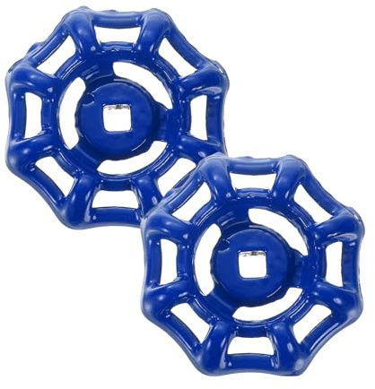 Sourcing Map 2Pcs 5 x 5mm-Round Wheel Faucet Handles, Blue Metal, Garden, Courtyard, Bathroom, Toilet, Kitchen