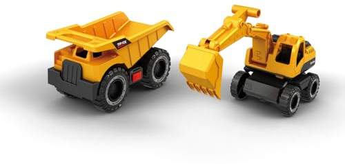 TACHAN - Heroes de Ciudad - Set de Dumper y Excavadora - Luces y Sonidos - 1:12 - +3 (CPA Toy Group 757T00895)