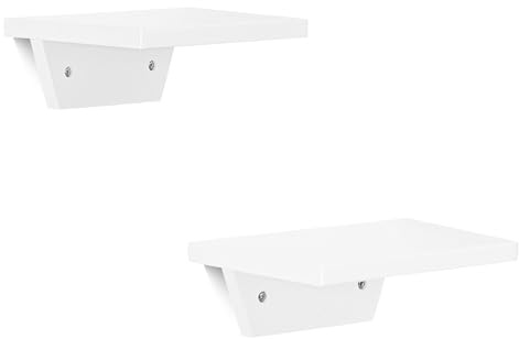 Kleine Wandregale,Trapezförmige Schwimmregale im 2er Set,Mini Holzregale für Pflanzen,Ausstellungs- und Aufbewahrungsdeko im modernen Stil für Wohnzimmer,Schlafzimmer,Küche,Bürodekoration,(Weiß)