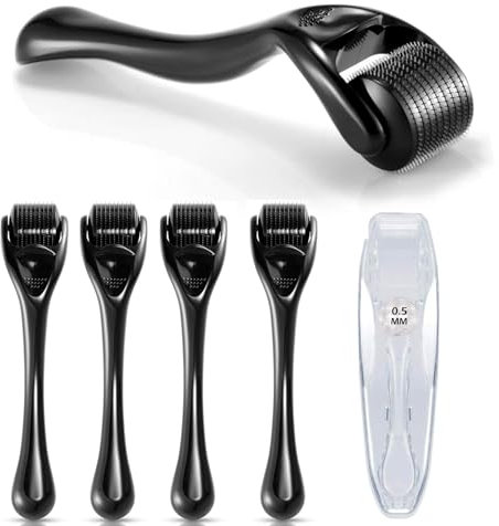 NXPUXP 0.5mm Dermaroller Capelli,540-Aghi Derma Rullo,Aghi per Rulli Facciali per la Crescita Della Barba,Per Viso,Caduta dei Capelli,Acne,Barba(5 Articoli)