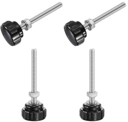QUARKZMAN 4 Stück Rändelschraube mit Gewinde M6 x 60mm Rundkopfschraube mit Muttern Unterlegscheiben, Flügelschrauben Edelstahl 304 Klemmhebel 25mm Klemmknöpfe für Maschine