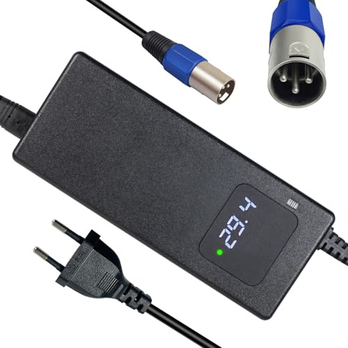 24V Li-Ion Akku Ladegerät für Elektrorollstühle, Elektroroller, Elektrofahrräder, 29.4V 4 Amp AC Power Adapter Rapid Charger Fan Cooling 3pin Male XLR Connector