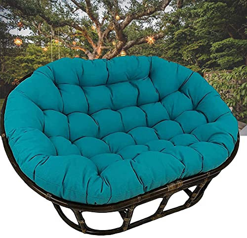 Hollywoodschaukel für den Außenbereich, Terrasse, Garten, Doppeleier, mit Bändern, blaues Kissen, 170,2 x 119,4 x 15,2 cm