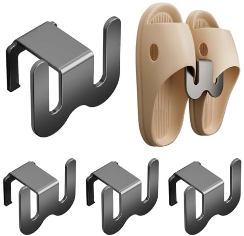 Lunaanda Schuhhalter Wand,4 Stück Pantoffelregale,Wandmontage Schuhhalter, Ohne Bohren Schuhablage,Türschuhregal Zum Hängen, Selbstklebendes Schuhregal,Für Schlafzimmer Wohnzimmer Eingang (Grau)