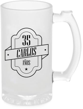 Jarra de Cerveza Personalizada Cristal 500 ml Regalo Hombre Papá Día del Padre Cumpleaños (Cumpleaños)