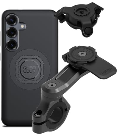 Quad Lock Telefonfäste för Motorcykelstyre PRO med Vibrationsdämpare och MAG-fodral för Galaxy S25+