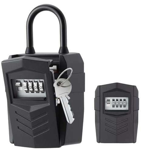 FITNATE Schlüsselbox, Schlüsseltresor mit 4-stelligem Zahelncode für außen und innen, Hochkapazitäts, Wandmontage, Aufbewahrungsbox, verstärkter Stahlverschluss für außen und innen