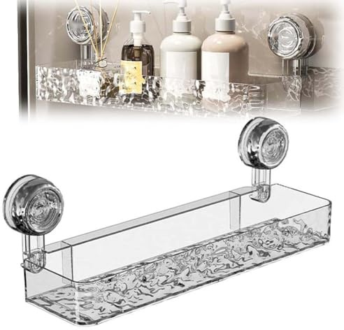 LUCKKY Corrugated Storage Holder Mit Saugnapf, Duschablage Badregal Duschkorb ohne Bohren, Leistungsstarke Aufbewahrungsbox (A)