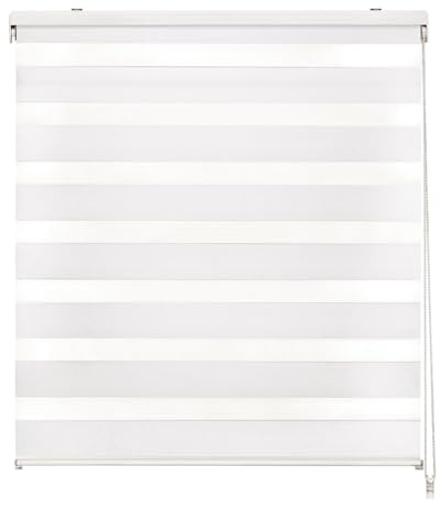 Tenda a Rullo Night and Day, Doppio Tessuto, per Interni, Varie misure, Vari colori, Bianco, Lino, Grigio, Tortora, Avorio (Bianco/white, 90 x 175 cm)