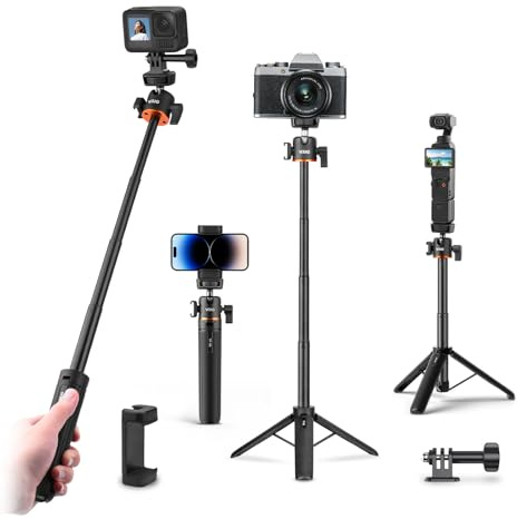 Stativ für DJI Osmo Pocket 3, Mini Tischstativ Schreibtisch Höhenverstellbarer Stand Kleiner Selfie Stick 1/4 Zoll mit Handy Clip, 360° Kugelkopf, Kaltschuh, für iPhone DSLR Webcam Action Zubehör