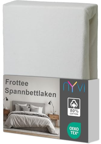 NYVI Spannbettlaken DreamScience Frottee 140x200-160x200 cm weiß für Matratzen bis 22 cm Höhe - Warm und Kuschelig, hohe Feuchtigkeitsaufnahme, schnell trocknend
