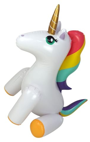 BESTonZON Aufblasbarer Einhorn Wassersprinkler für Outdoor Gartensprinkler Sommerspaß Wasserspielzeug Aufblasbar mit Niedlichem Einhorn Design für Rasen und Pool Partys