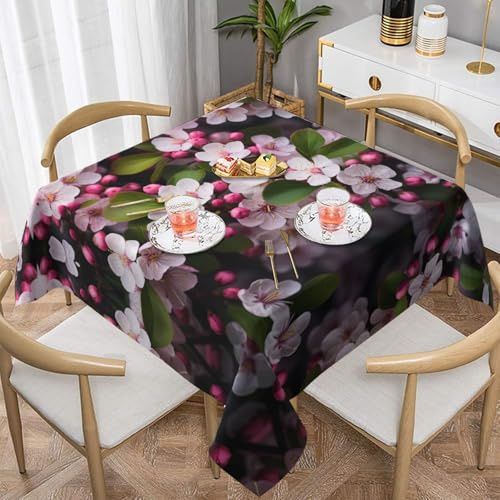 YTUOPWE Nappe décorative carrée avec motif de fleurs de prunier - 152,4 x 152,4 cm - Imperméable - Infroissable - Réutilisable - Pour cafés, buffets, pique-niques, mariages, fêtes