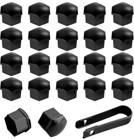 LACHT 20 Pcs Copridado Ruota 19Mm, Copri Bulloni Ruota Universali, Copridadi Bullone Ruota, Copridadi Ruota, Tappi Ruote Auto, Copridadi Esagonali Per Pneumatici Con 1 Strumenti Di Rimozione, Nero.