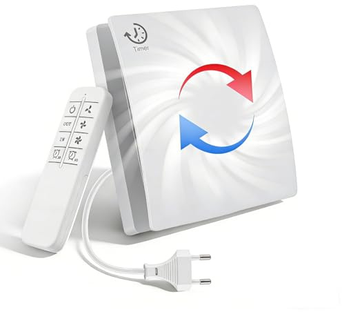 Eirolace Extracteur d'air 100mm, 150m³/h Ventilateur Économe en Énergie avec Fonction Timer, Silencieux, 2 Directions, 3 Vitesses, IPX4, VMC Salle de Bain pour Salle de Bain, WC et Cuisine