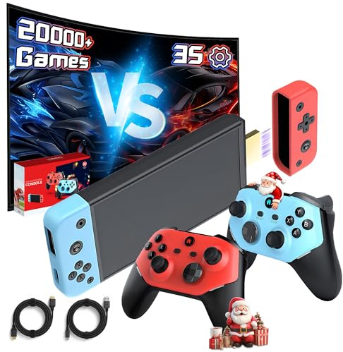 XIXIMENG M66 Console Retro Game Stick 4K 64G, 20000+ Giochi 35 Emulatori Retro Console di gioco Retrò,Rocker 3D con Luce RGB Rossa e Blu,Giochi 3D,Battaglia online a 4 giocatori,Plug and Play per TV