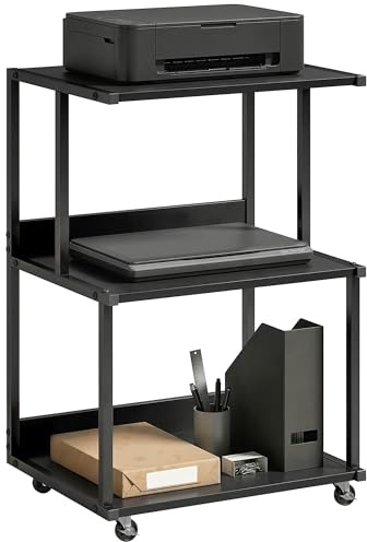 HOMCOM Carrello Porta Stampante a 3 Livelli 50x40x75cm Nero