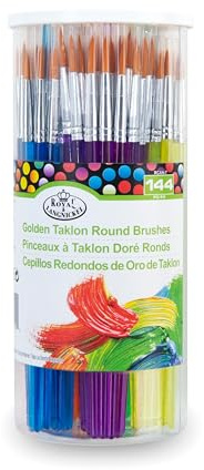 Royal and Langnickel Round Taklon Variety Brushes Classroom Canister Set - Gold (Pack of 144)