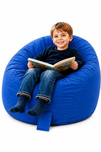 MaxiBean Large Bean Bag Chair for Kids and Children - Gaming BeanBag Cushion with Filling Beans Included, Perfect for Living Room, Bedroom, Garden Room, and Outdoor Use Weather Resistant - Blue