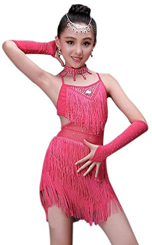 BOZEVON Ragazza Vestiti da Ballo Abito Vestito con Paillettes Abbigliamento da Danza Abiti di Danza Latina