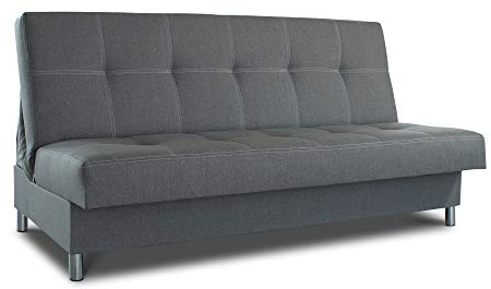 Sofnet - 3-Sitzer Schlafsofa Bella mit Bettkasten (Graphit, Inari 94) | Sofa mit Schlaffunktion, Bettsofa, Polstersofa, Strukturstoff, große Schlaffläche, modernes Design
