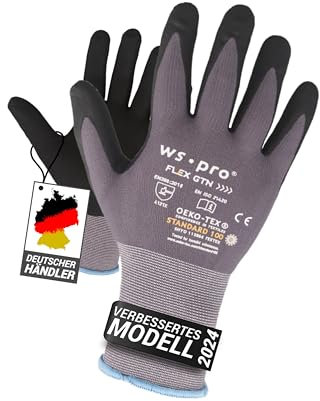 Trevendo Arbeitshandschuhe - EN 388 (4131X) - Montage- & Gartenhandschuhe mit Nitrilbeschichtung - atmungsaktiv, flexibel & OEKO-TEX zertifiziert - Mehrfachpack - WS-Pro FLEX GTN - Größe 8, 36 Paar