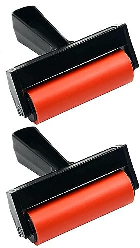 LATRAT 2 Stück Gummiwalze Farbwalze Gummi Roller Andrückroller Gummi Brayer Roller Weiches Gummi Brayer Gummiwalze Roller Malerei Druckwalze Roller aus Hartgummi für Druckgrafik Handwerk Linoldruck