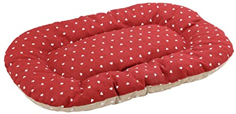 Baroni Home Hundekissen für mittelgroße Hunde oder Katzen, Hundebett gepolstert Hundematte, 47x70x8 cm - Doubleface, rot und weiße Herzen, M