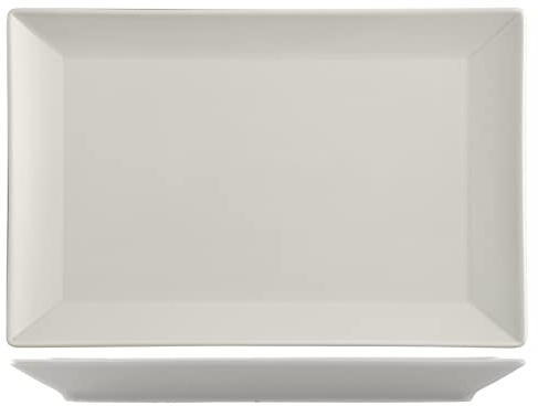 H&H 6 assiettes en stéoneware Osaka taupe rectangulaire 30 x 20 cm