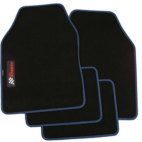 PETEX Carbon Autoteppich Universal 4-teilig schwarz/blau
