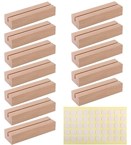 Zocipro 12 Stück Kartenhalter Holz,Tischkartenhalter, Menükartenhalter, Holzständer für Fotos,Holzfuß für Tischkarten für Restaurants Hochzeiten Bankette und Partys Fotoständer (10x3x2cm)