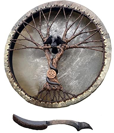 Niktule Tambor Chamán la Vida Siberiano - Shaman Drum Spirit Music, Chamánico Hecho a Mano con Palillo para Reflexión y Meditación