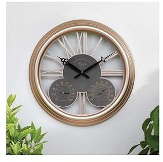 Smart Garden Products 5160099 Outside In Exeter Wall Clock & Thermometer 15, Rose Gold