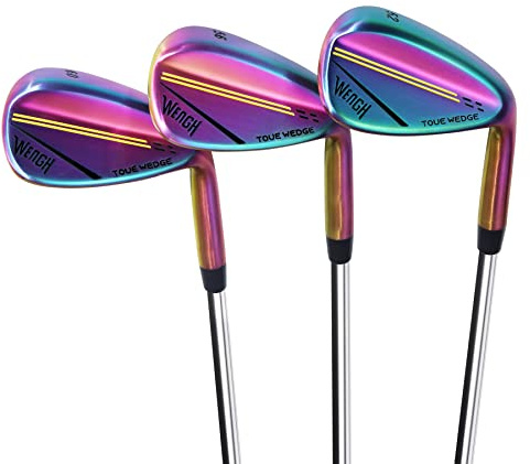 WENGH Golf Wedge Set for Women or Men Right Handed –Including 52 56 60 Degree Golf Wedges with CNC Milled Face-(Flex-Regular)-35 inches-Rainbow Colored Wedges