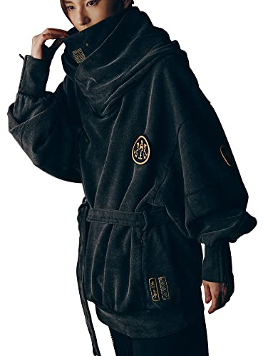 XYXIONGMAO Herren Schwarz Futuristische Techwear Cyberpunk Streetwear Hoodies Japanische Hip Hop Kanji Designer Baggy Hoodie