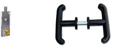 serratura per basculante/garage cilindro a profilo europeo interasse 70 mm & coppia di maniglie in abs per basculante/garage