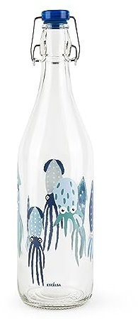 Excelsa Squid Bottiglia Acqua, 1 Litro, Vetro, con Guarnizione