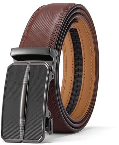 SENDEFN Gürtel Herren, Ledergürtel herren, Gürtel Ratsche Automatikschließe für Herren Jeans und Business Anzug, Breit 35mm,Größe Einstellbar Belt