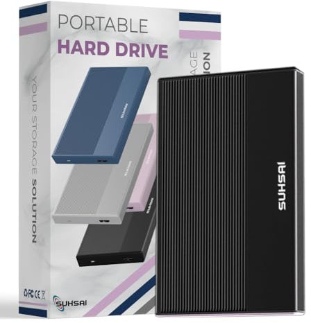 SUHSAI external hard drive 320GB Backup Data Storage HDD - 2.5 Memory Expansion Portable Hard Drive USB 3.0 Ultra Slim hard drive Compatible with Mac, Desktop, PC, PS4, PS5 (Black)