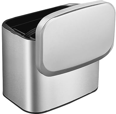 Geieold Hängender Edelstahl-Kompostbehälter 1,05 Gallonen Wandmontierter Mülleimer mit Deckel, Küchenschranktür-Spülbeckenmülleimer, Bequem in der Verwendung, Silberfarben