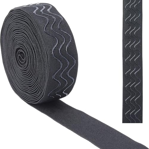 GORGECRAFT 5 m di Nastro Elastico in Silicone 31 mm Antiscivolo Nero Elasticizzato Nastro di Presa per Nastro per Cucito Artigianale Parrucca Parrucca Accessori di Abbigliamento