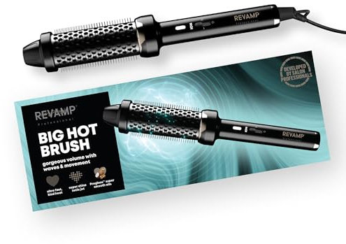 Revamp Thermobürste für mehr Volumen und seidiges, glänzendes Haar - Lockenbürste mit Ionendüse, schnelles Aufheizen, 2 Einstellungen, einfach zu bedienen, ergonomisch, 3m-Kabel, Schwarz