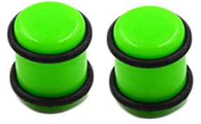 Stfery Ohrringe Tunnel 2.5mm, 2 STK Ear Tunnel Acrylic Set Grün Flesh Tunnel Plug Vollzylinder Mit Schnur