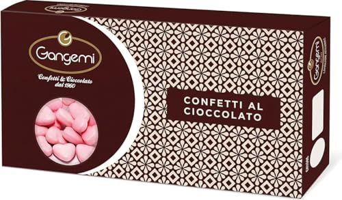 Gangemi - Confetti forma Cuoricini al Cioccolato Fondente - Vari colori - 500 g (Rosa)