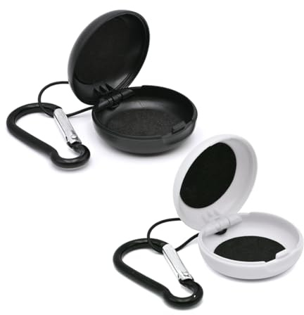 LICQIC Earplug Case, Earbud Storage, 2 Pcs, Black+White | Ear Plug Carrying Cases Portable Loop with Travel Keychain, for Travel, Outdoor Activities, Keychain