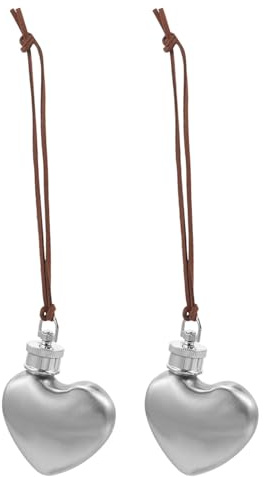 BESPORTBLE 2 Stück Herzförmiges Mini-Design Aus Edelstahl Mit Ring-Whiskykolben Für Outdoor-Camping 1-Unzen-Herz-Flachmann-Weinbehälter